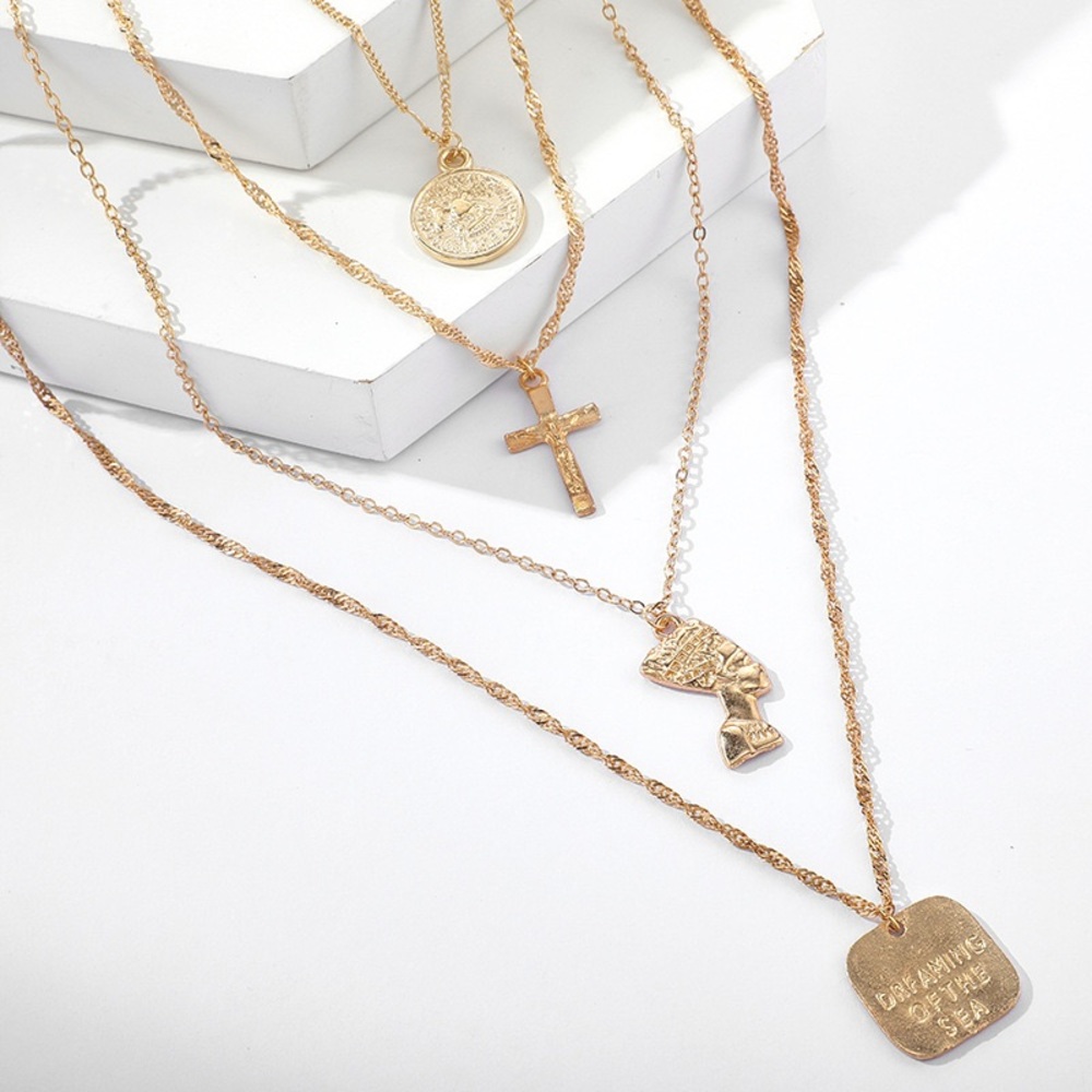 Boho Festival Gold Necklace Chain Layered - Picture 9 of 13